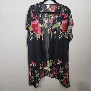 C EST 1946 Cardigan Duster Medium Floral Black Boho Cottagecore Whimsigoth